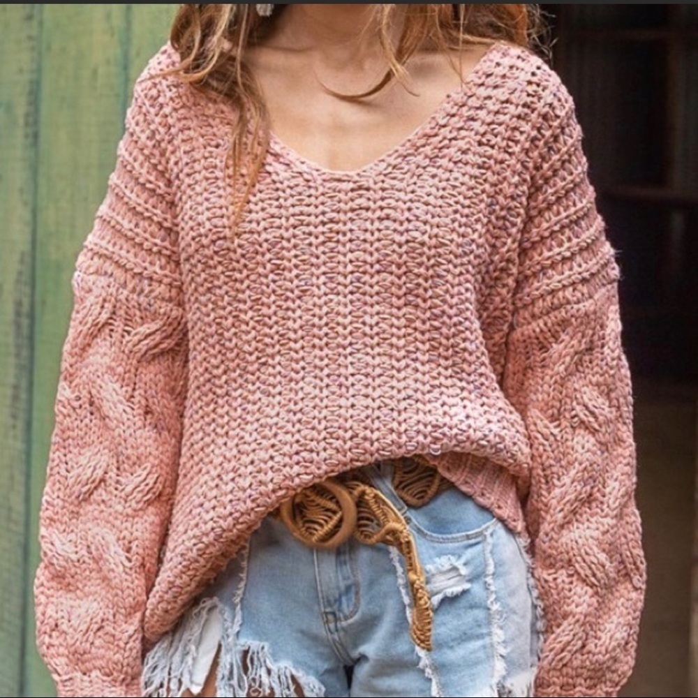 The MARILYN Marled Deep V Sweater - Picture 2 of 9
